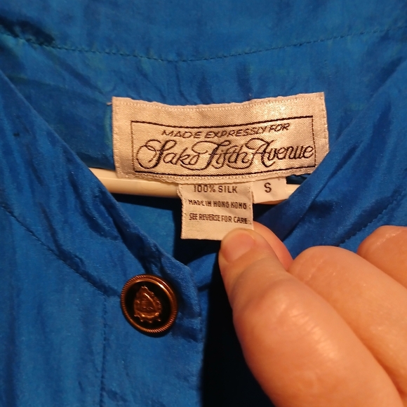 Vintage 80s Saks Fifth Ave 100% Silk Blue Pant JumpSuit Womans Small Retro Punk - Picture 10 of 12